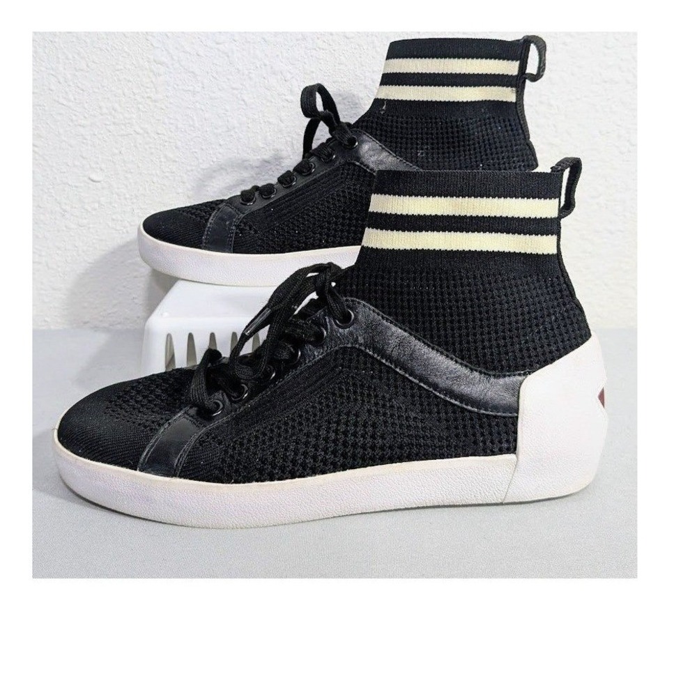 Ash Genial Women's High Top Sock Sneakers Size 7.5 Black Knit Fashion Shoes
